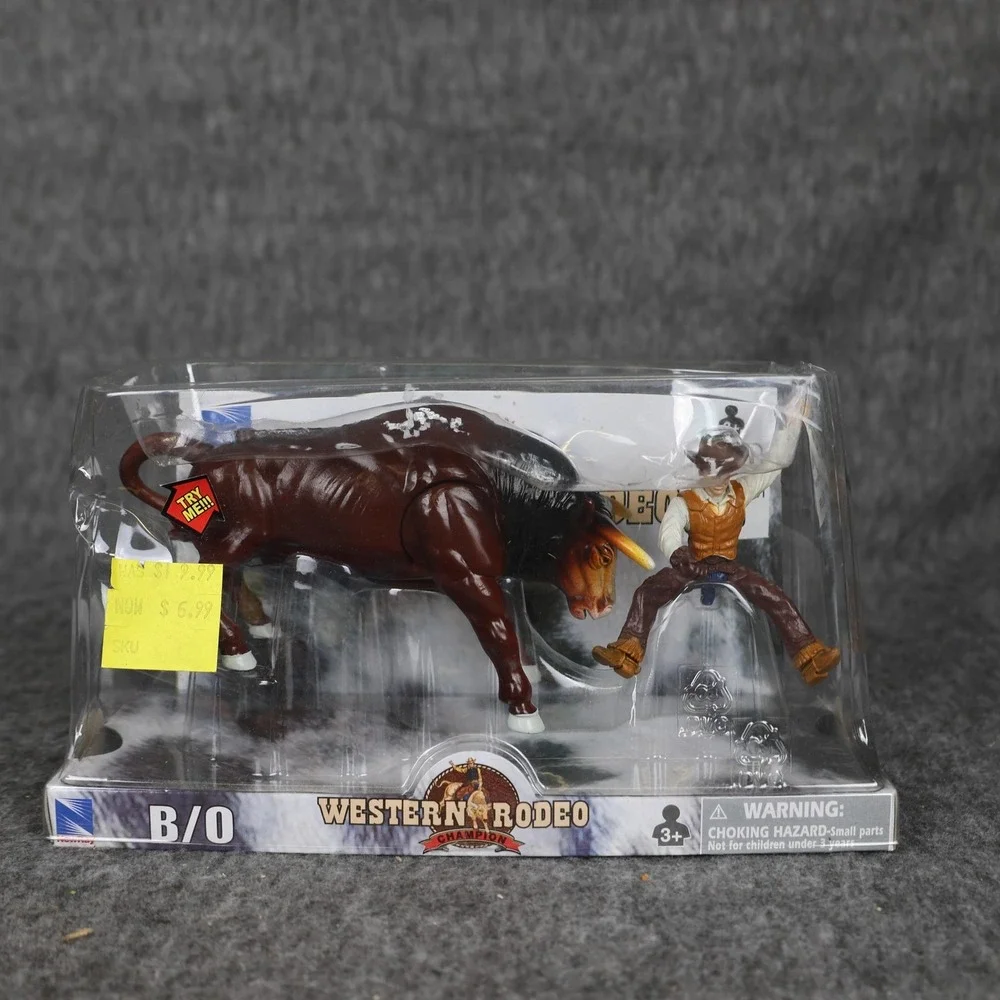 New-Ray Western Rodeo Champion Cowboy Bendy Bully Bull Action Figure Set B/O Toy